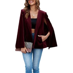 Cicy Bell Women's Velvet Cape Blazer Jackets Casual Split Long Sleeve Open Front Coat in Saudi Arabia