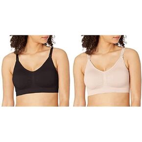 Motherhood Maternity Women's Maternity Full Busted Seamless Clip Down Nursing Bra, black/blush Two Pack, Medium in Saudi Arabia