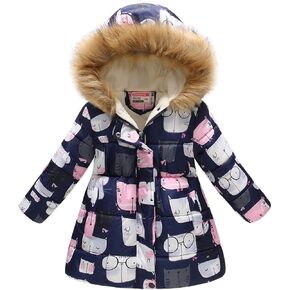 معاطف شتوية UWBACK للفتيات بغطاء للرأس مقاومة للماء ومطبوعة بالزهور للأطفال الصغار سترة ثلج دافئة in Kuwait