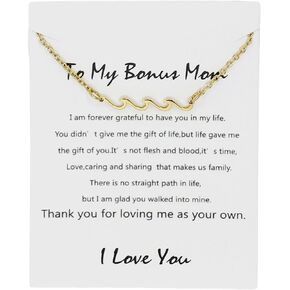 VGBNT Wave Necklace for Women, Gold Stainless Steel Necklace, Gift for Mother Daughter Sister Girlfriend, Best Friend Necklace