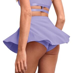 BZB Flowy Mini Skirt with Shorts Underneath Gym Yoga Workout Dance Tennis Short Skirts Sexy Outfit for Women