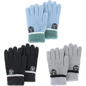 Durio Kids Winter Gloves for Boys Girls Warm Fleece Kids Gloves Knitted Winter Gloves for Kids Strechy Gloves for Kids