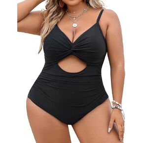 Blooming Jelly Womens Plus Size Bathing Suit Tummy Control One Piece Swimsuit Twist Front Ruched Swimwear in Kuwait