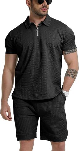 GYMELITE قميص بولو رجالي مجموعات قصيرة الأكمام رياضية 2 قطعة ملابس الصيف البريدي موضة بولو البدلة عادية تجريب قميص مجموعة in Kuwait