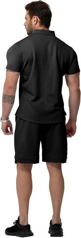 GYMELITE قميص بولو رجالي مجموعات قصيرة الأكمام رياضية 2 قطعة ملابس الصيف البريدي موضة بولو البدلة عادية تجريب قميص مجموعة in Kuwait