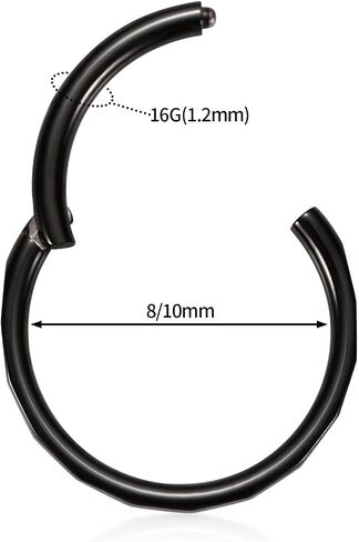 PEAKLINK 18G 16G 316L Surgical Steel Hinged Nose Rings Hoop Seamless Piercing Rings for Nose Conch Septum Cartilage Helix Tragus Rook Daith Lobe Piercing Jewelry in Saudi Arabia