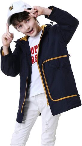 KID1234 Rain Jacket For Boys Lightweight Quick Dry Waterproof Hooded Raincoat in Kuwait