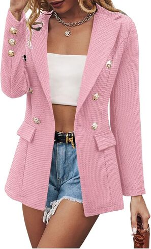 سترة MIRACMODA للسيدات أنيقة مزدوجة الصدر للعمل والمكتب وأكمام طويلة ومعطف وسترة مع جيب in Kuwait