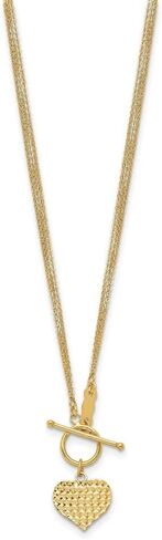 Diamond2Deal 14k Yellow Gold Polished 3-Strand Diamond Cut Heart Toggle Necklace Fine Jewelry Gift for Women, Metal, No Gemstone in Saudi Arabia
