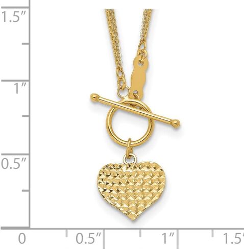 Diamond2Deal 14k Yellow Gold Polished 3-Strand Diamond Cut Heart Toggle Necklace Fine Jewelry Gift for Women, Metal, No Gemstone in Saudi Arabia