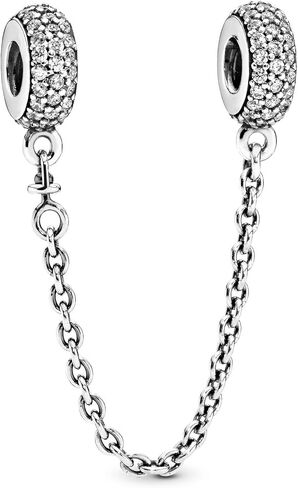 Pandora Sparkling Pavé Safety Chain Charm Bracelet Charm Moments Bracelets - Stunning Women's Jewelry - Gift for Women - Made with Sterling Silver & Cubic Zirconia in Saudi Arabia