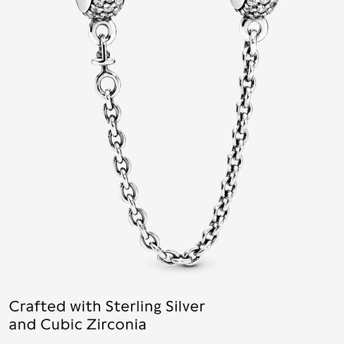 Pandora Sparkling Pavé Safety Chain Charm Bracelet Charm Moments Bracelets - Stunning Women's Jewelry - Gift for Women - Made with Sterling Silver & Cubic Zirconia in Saudi Arabia