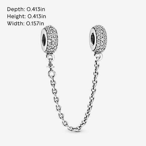 Pandora Sparkling Pavé Safety Chain Charm Bracelet Charm Moments Bracelets - Stunning Women's Jewelry - Gift for Women - Made with Sterling Silver & Cubic Zirconia in Saudi Arabia