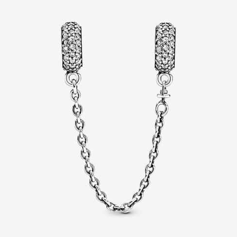 Pandora Sparkling Pavé Safety Chain Charm Bracelet Charm Moments Bracelets - Stunning Women's Jewelry - Gift for Women - Made with Sterling Silver & Cubic Zirconia in Saudi Arabia