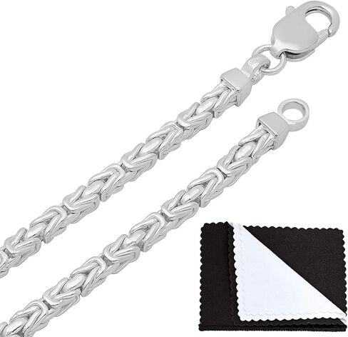 قلادة رجالية من الفضة الإسترليني عيار 925 الصلبة مقاس 4.1 ملم بسلسلة بيزنطية مسطحة + صندوق هدايا in Kuwait