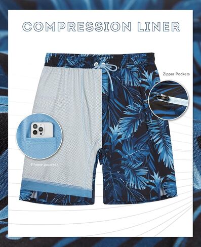 APTRO Men's Swim Trunks with Compression Liner 9" Board Shorts with Zipper Pocket Bathing Suit Swimwear in Saudi Arabia