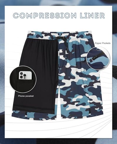 APTRO Men's Swim Trunks with Compression Liner 9" Board Shorts with Zipper Pocket Bathing Suit Swimwear in Saudi Arabia