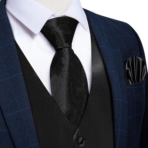 DiBanGu Mens Suit Vest and Tie Set Solid Color Satin Waistcoat Necktie Wedding Party Casual Dress Vest for Tuxedo in Kuwait