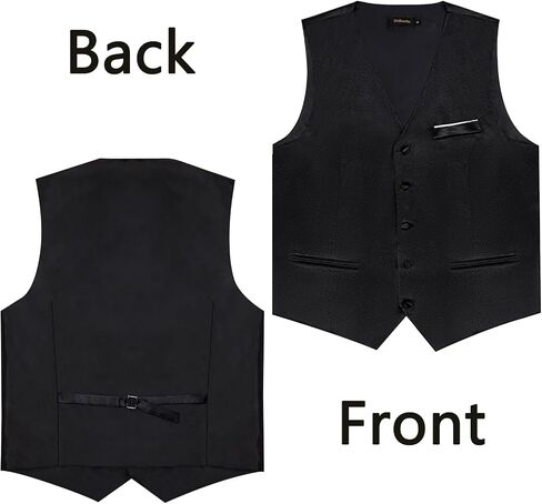 DiBanGu Mens Suit Vest and Tie Set Solid Color Satin Waistcoat Necktie Wedding Party Casual Dress Vest for Tuxedo in Kuwait