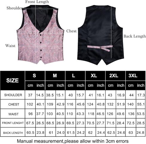 DiBanGu Mens Vest and Bowtie Set Silk Paisley Waistcoat and Bowtie Pocket Square Cufflinks with Lapel Pin for Wedding Party in Kuwait