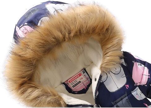 معاطف شتوية UWBACK للفتيات بغطاء للرأس مقاومة للماء ومطبوعة بالزهور للأطفال الصغار سترة ثلج دافئة in Kuwait