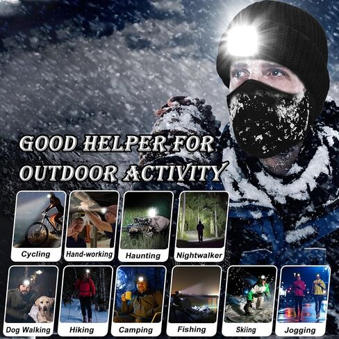 Beanie Hat with Light LED & Face Cover Gifts for Men Women Teen Girls Novelty Winter Knit Hats Christmas Stocking Stuffers (YellowGreen) in Kuwait