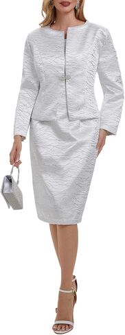 Women's 2 Piece Dress Church Suits Mother Gifts Formal Occasion Party Elegant Jacquard Embroidery Jacket Church Set in Saudi Arabia
