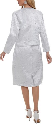 Women's 2 Piece Dress Church Suits Mother Gifts Formal Occasion Party Elegant Jacquard Embroidery Jacket Church Set in Saudi Arabia