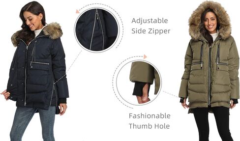 FADSHOW Women's Winter Thickened Down Jackets Long Down Coats Warm Parka with Hood in Saudi Arabia