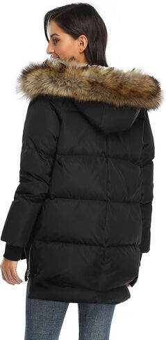 FADSHOW Women's Winter Thickened Down Jackets Long Down Coats Warm Parka with Hood in Saudi Arabia