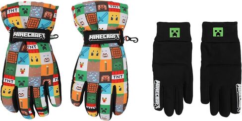 Minecraft Icons All-Over Print Youth Ski Gloves with Sure Grip Liners in Saudi Arabia
