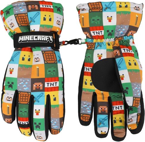 Minecraft Icons All-Over Print Youth Ski Gloves with Sure Grip Liners in Saudi Arabia