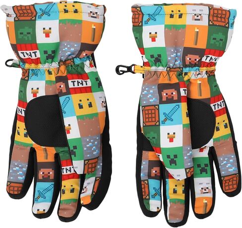 Minecraft Icons All-Over Print Youth Ski Gloves with Sure Grip Liners in Saudi Arabia