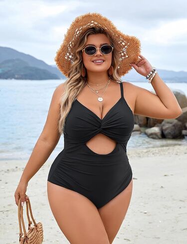 Blooming Jelly Womens Plus Size Bathing Suit Tummy Control One Piece Swimsuit Twist Front Ruched Swimwear in Saudi Arabia