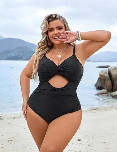 Blooming Jelly Womens Plus Size Bathing Suit Tummy Control One Piece Swimsuit Twist Front Ruched Swimwear in Saudi Arabia