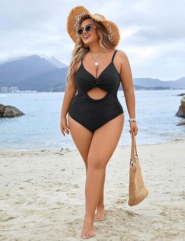 Blooming Jelly Womens Plus Size Bathing Suit Tummy Control One Piece Swimsuit Twist Front Ruched Swimwear in Saudi Arabia