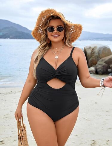 Blooming Jelly Womens Plus Size Bathing Suit Tummy Control One Piece Swimsuit Twist Front Ruched Swimwear in Saudi Arabia