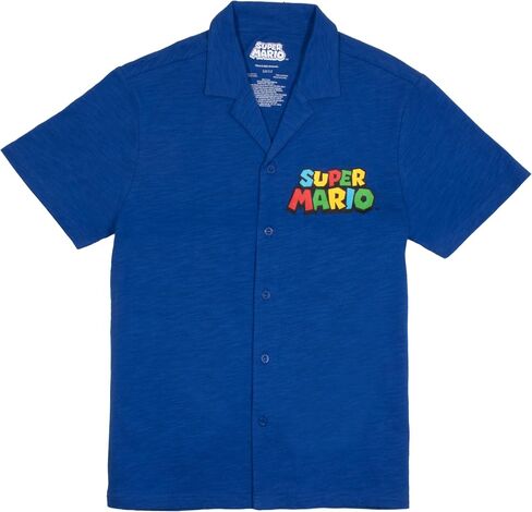 Nintendo Super Mario Bros Boys Casual Button Down Short Sleeve Shirt for Kids in Saudi Arabia