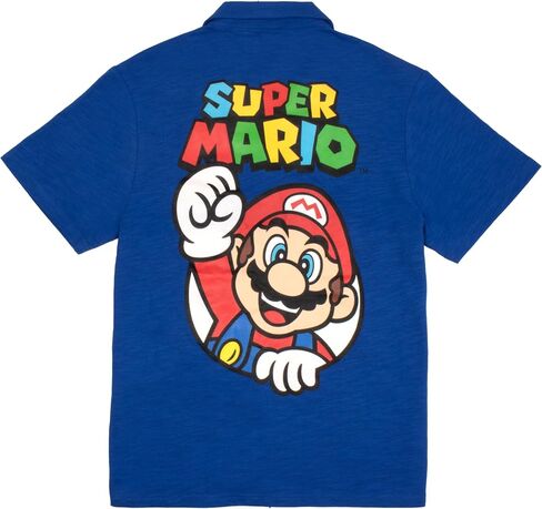 Nintendo Super Mario Bros Boys Casual Button Down Short Sleeve Shirt for Kids in Saudi Arabia