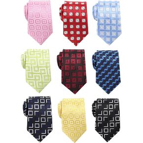 YanLen Lot 9 PCS Classic Men's Tie Necktie Woven JACQUARD Neck Ties