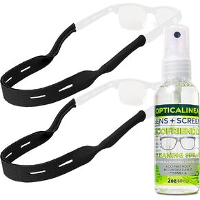 OPTICALINEA Neoprene Reversible Venting Durable Floating Eyeglass and Sunglass Retainer - 2 Pack Bundle