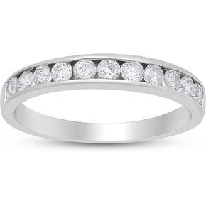 Jewelili Sterling Silver 1/2 Cttw Natural White Round Diamonds Anniversary Ring, Size 7 in Saudi Arabia