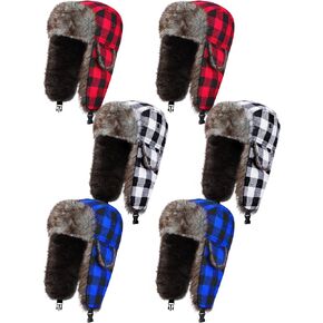 6 قطع النمط الروسي الصياد أوشنكا قبعة لامبرجاك نمط اسكيمو قبعة سميكة جندي الرجال النساء بومبر القبعات الشتاء مقاومة للماء والرياح مع اللسان الأذن، ألوان متنوعة، 0, ألوان متنوعة, 0 in Kuwait