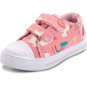 K KomForme Toddler Sneakers for Boys and Girls Cartoon Dual Hook and Loops Sneakers Baby Canvas Shoes