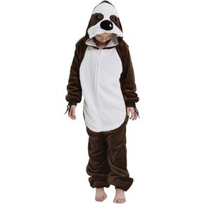 ABENCA Sloth Onesie Kids Animal Costume Girls Pajamas One Piece Plush Sleepwear Cosplay Halloween Christmas
