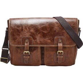 Fossil Men's Leather Messenger Briefcase Work Laptop Bag for Men in Kuwait