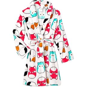 Squishmallows Girls Bathrobe Very Soft Flannel Plush Kids Sleep Robe Pajamas Sleepwear