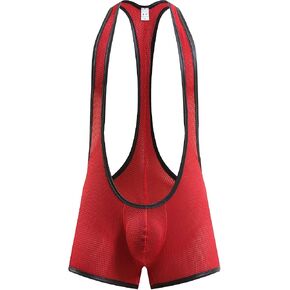 Swbreety Men's One-Piece Mesh Bodysuit Jockstrap Wrestling Singlet Underwear in Kuwait