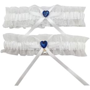 NBCMVMV Women's Stretch Wedding Bridal Garter with Pearl Prom Garter Satin Garters Set