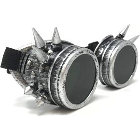 UMBRELALABORATORY Steampunk طيار الطيار نظارات للدراجات النارية الفيكتوري خمر الفضة مسنبل لحام نظارات للنساء الرجال